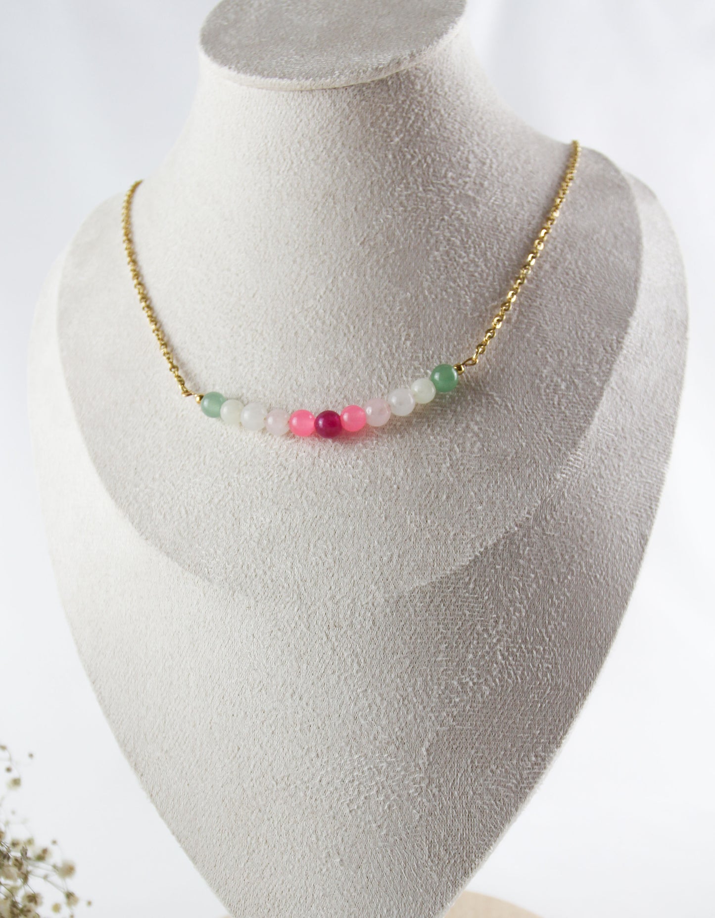 Colorful Natural Stone Beads Freshwater Pearl Bracelet / Necklace