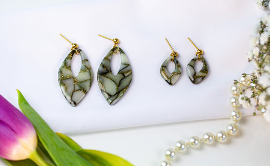 Ohrringe – Marmorblatt Mini – Sage Marble Collection