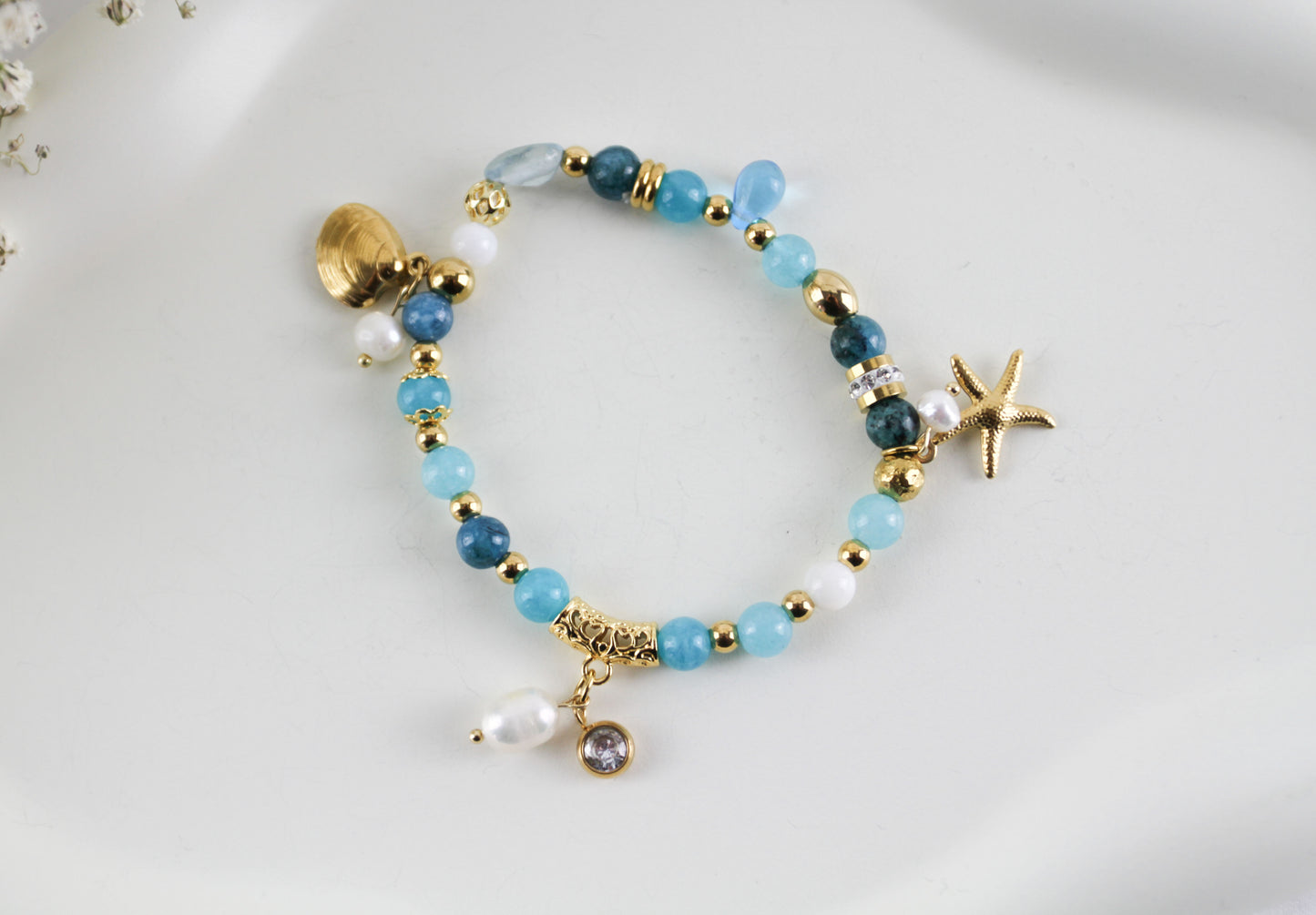 Magisches Aquamarin Armband Kollektion mit Natursteinen