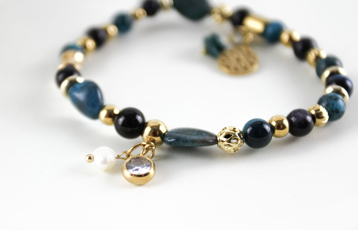 Magisches Tigerauge Armband in blau mit Natursteinen