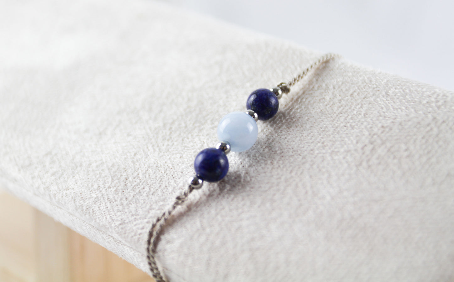 Blue Natural Stones On Silk Thread Bracelet