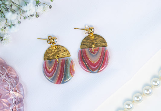 Rosa Gold Marmor Ohrringe - Gilded Marble Collection