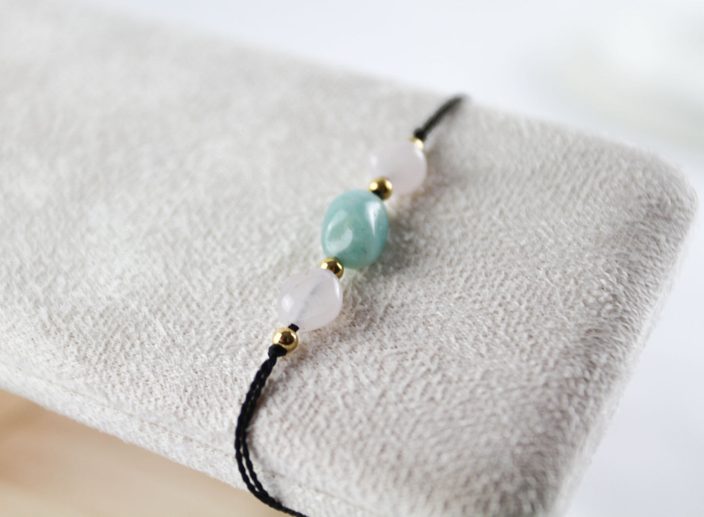 Rosenquarz & Aventurin – Naturstein-Armband auf Seidenfaden | Handgefertigtes Schmuckstück