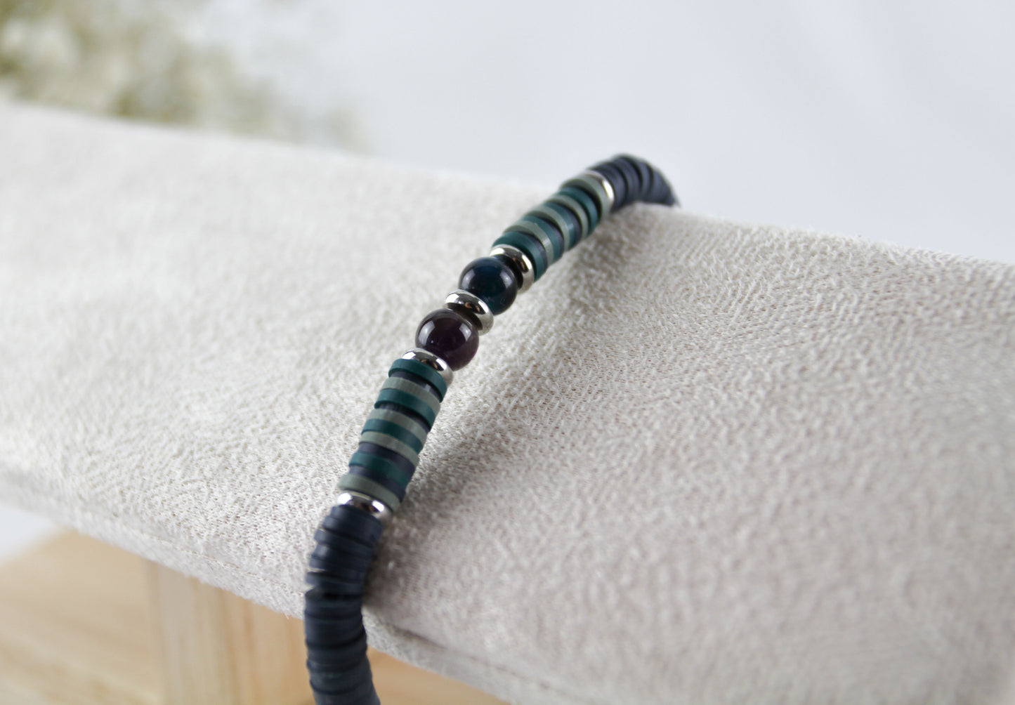 Amethyst Quartz Tiger Eye Natural Stone Katsuki Heishi Beads Bracelet Friendship Bracelet Men's Bracelet