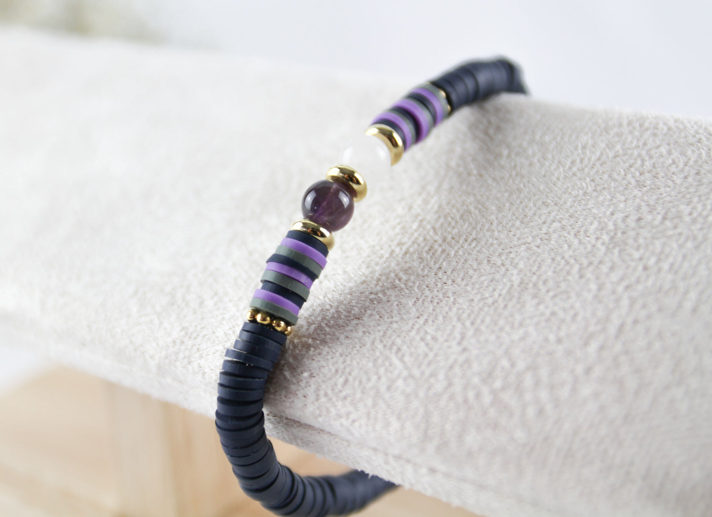 Amethyst Quartz Tiger Eye Natural Stone Katsuki Heishi Beads Bracelet Friendship Bracelet Men's Bracelet
