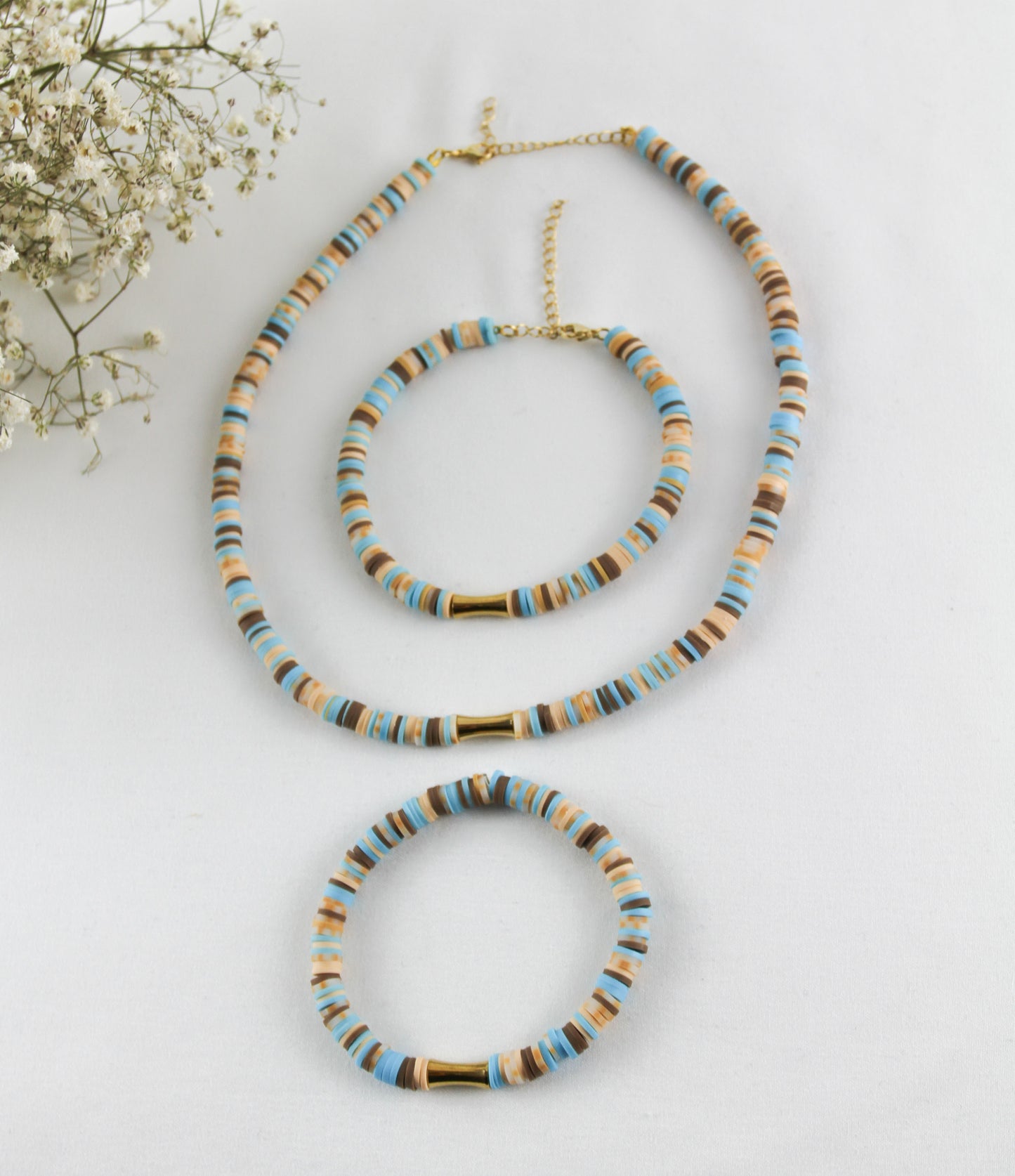 Oriental Katsuki Heishi Beaded Bracelet Necklace