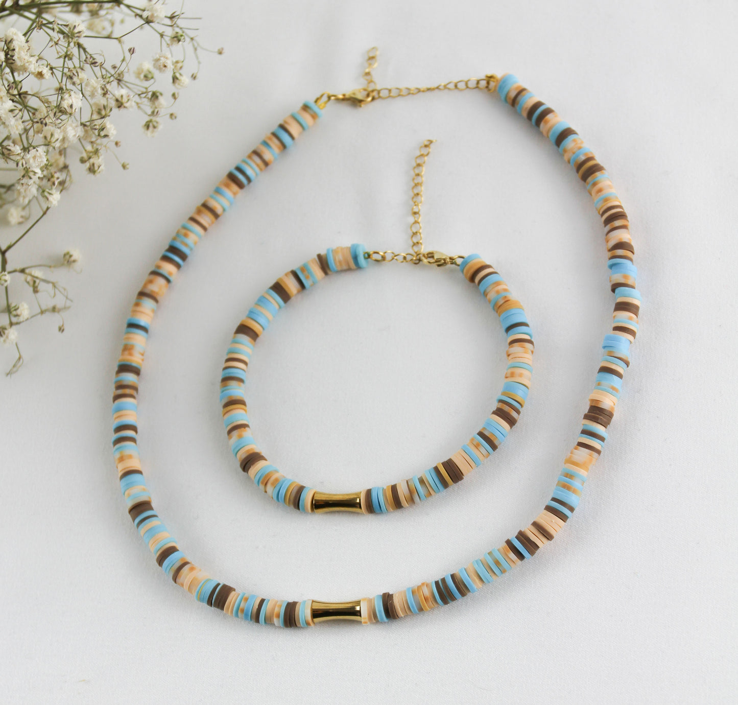 Oriental Katsuki Heishi Beaded Bracelet Necklace