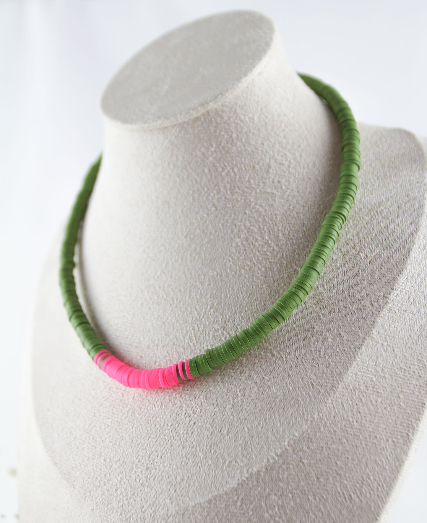 Green Pink Katsuki Heishi Beads Bracelets and Necklace - Set