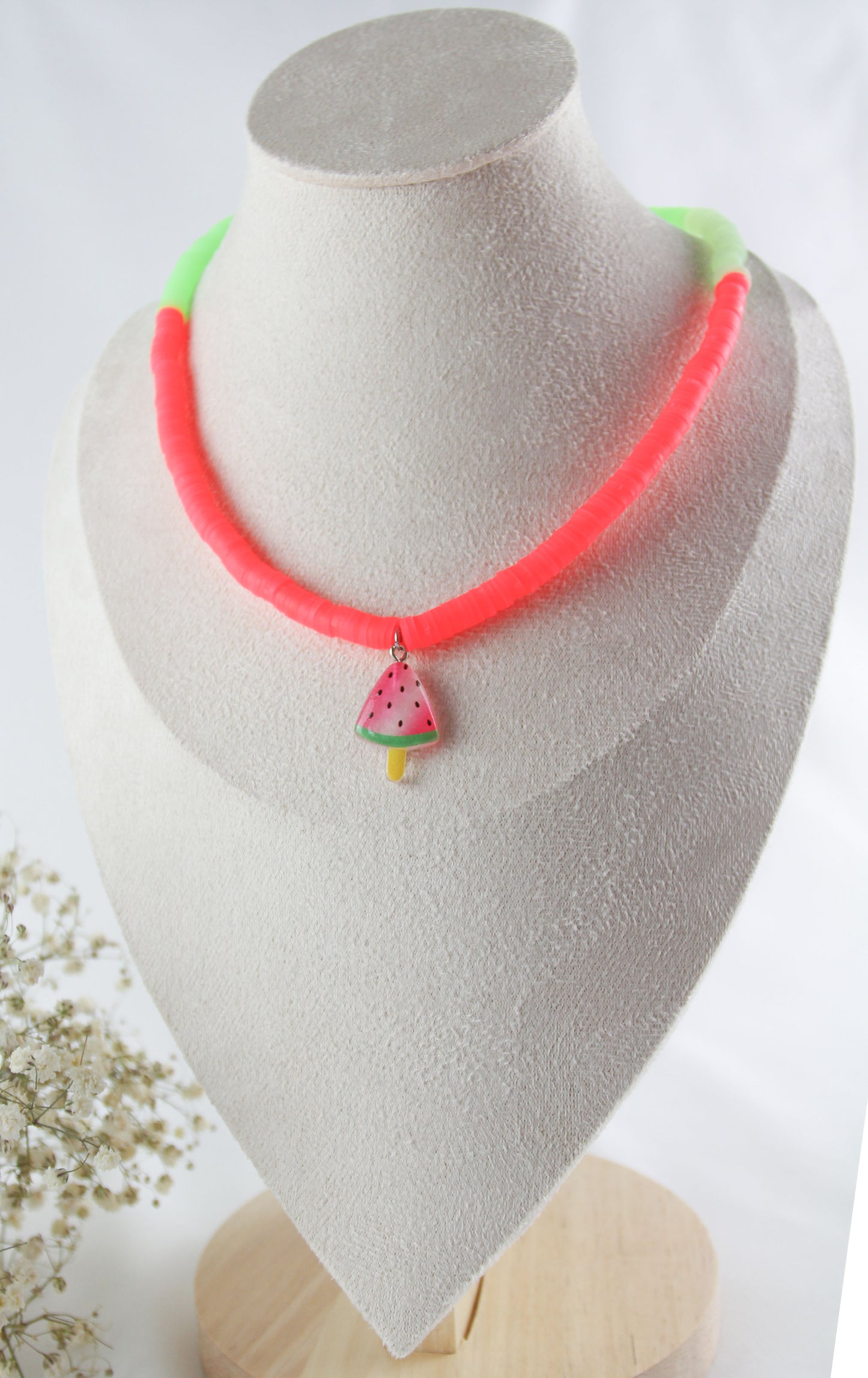Sommer Wassermelonen Jelly Katsuki Heishi Perlen Armband mit Halskette und Ohrringen - Set