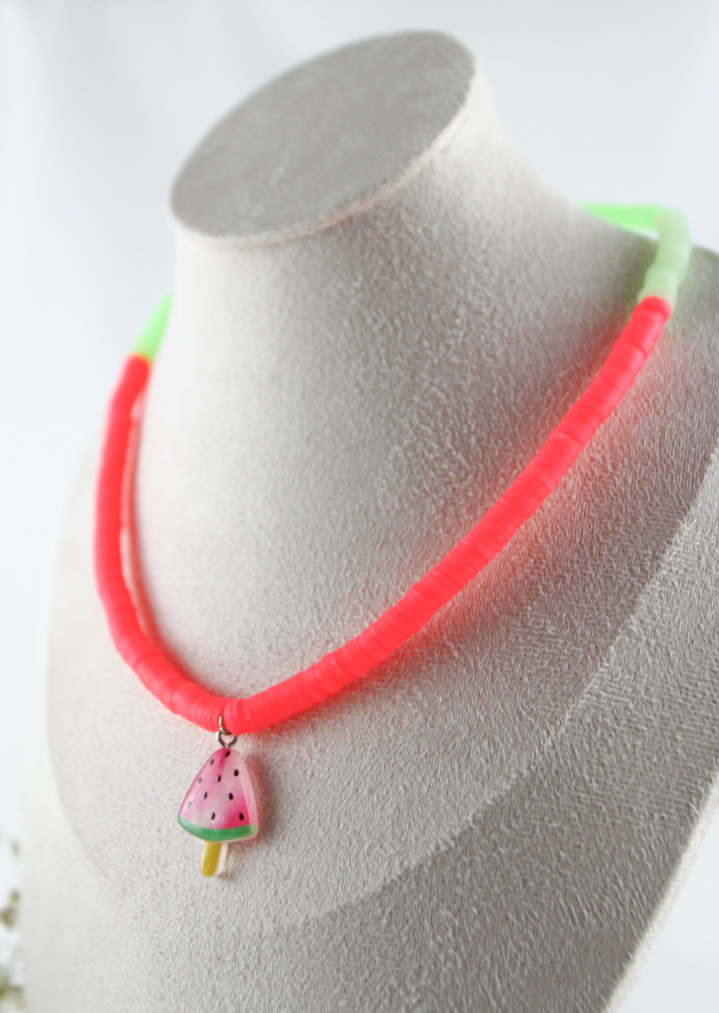 Sommer Wassermelonen Jelly Katsuki Heishi Perlen Armband mit Halskette und Ohrringen - Set