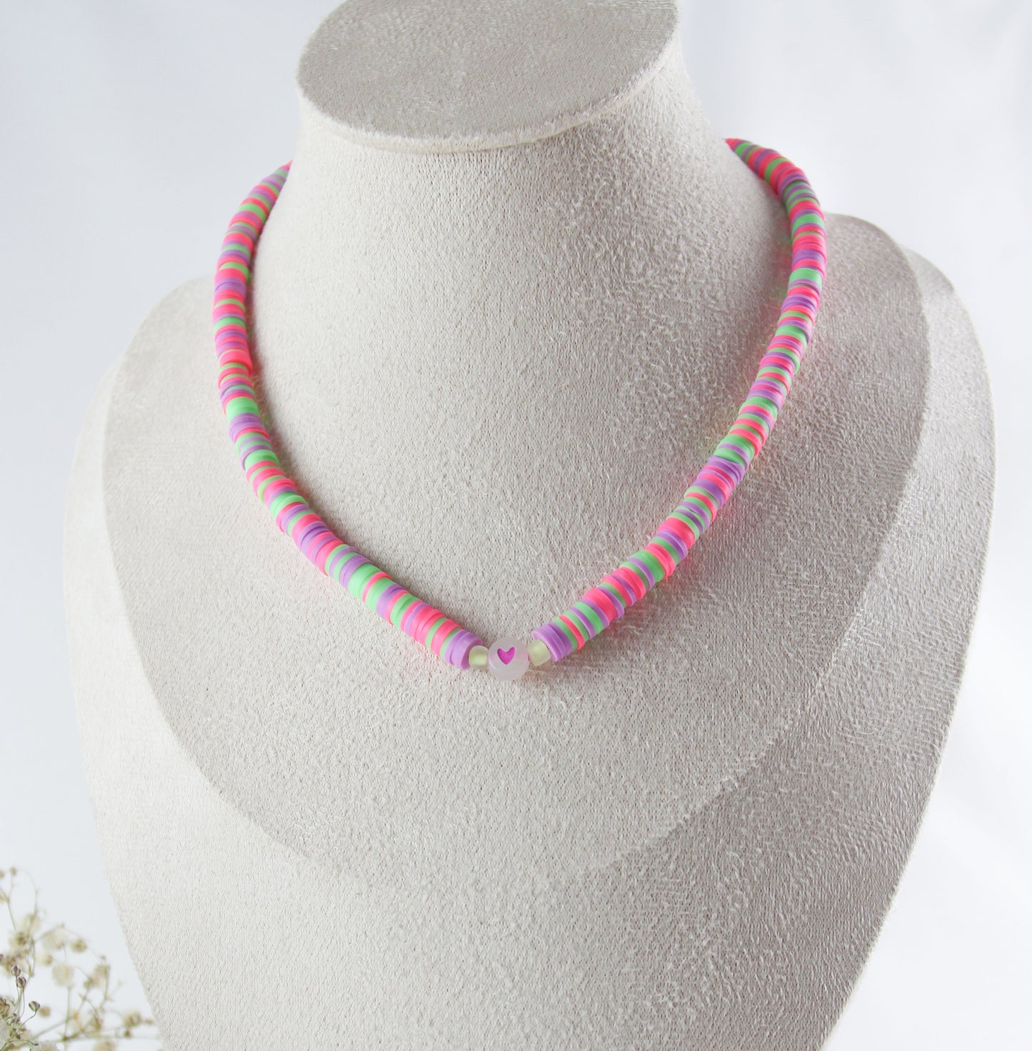 Colorful Katsuki Heishi Beads Bracelets / Necklaces with Heart Bead