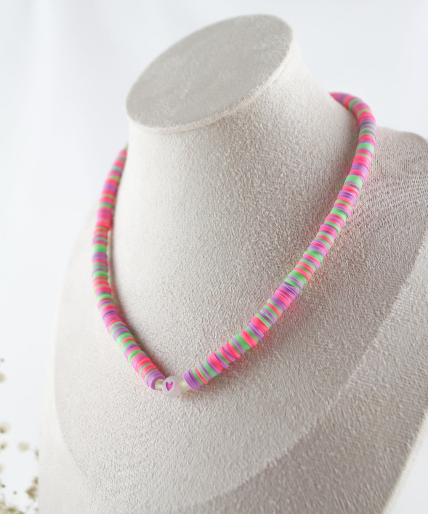 Colorful Katsuki Heishi Beads Bracelets / Necklaces with Heart Bead