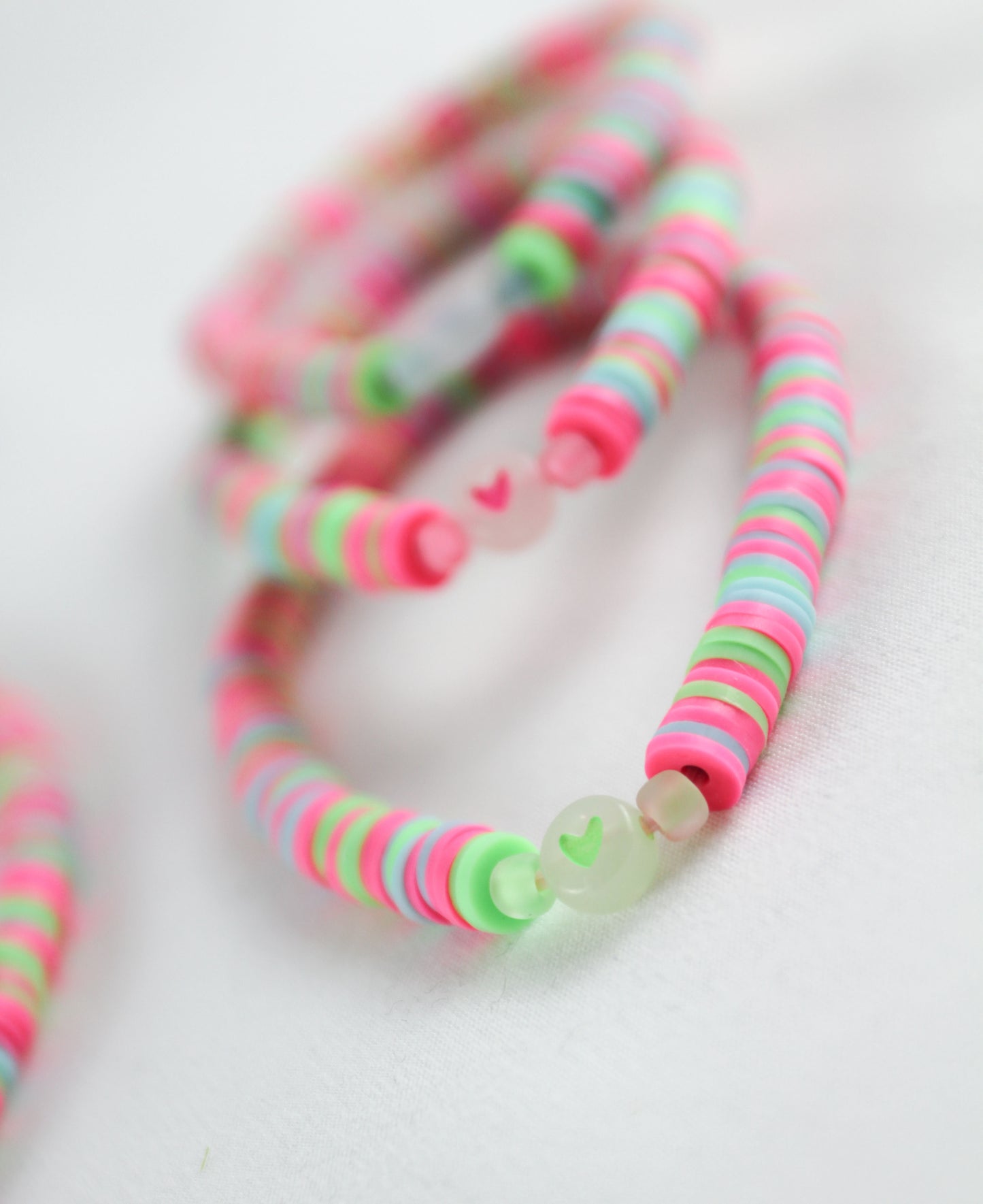 Colorful Katsuki Heishi Beads Bracelets / Necklaces with Heart Bead