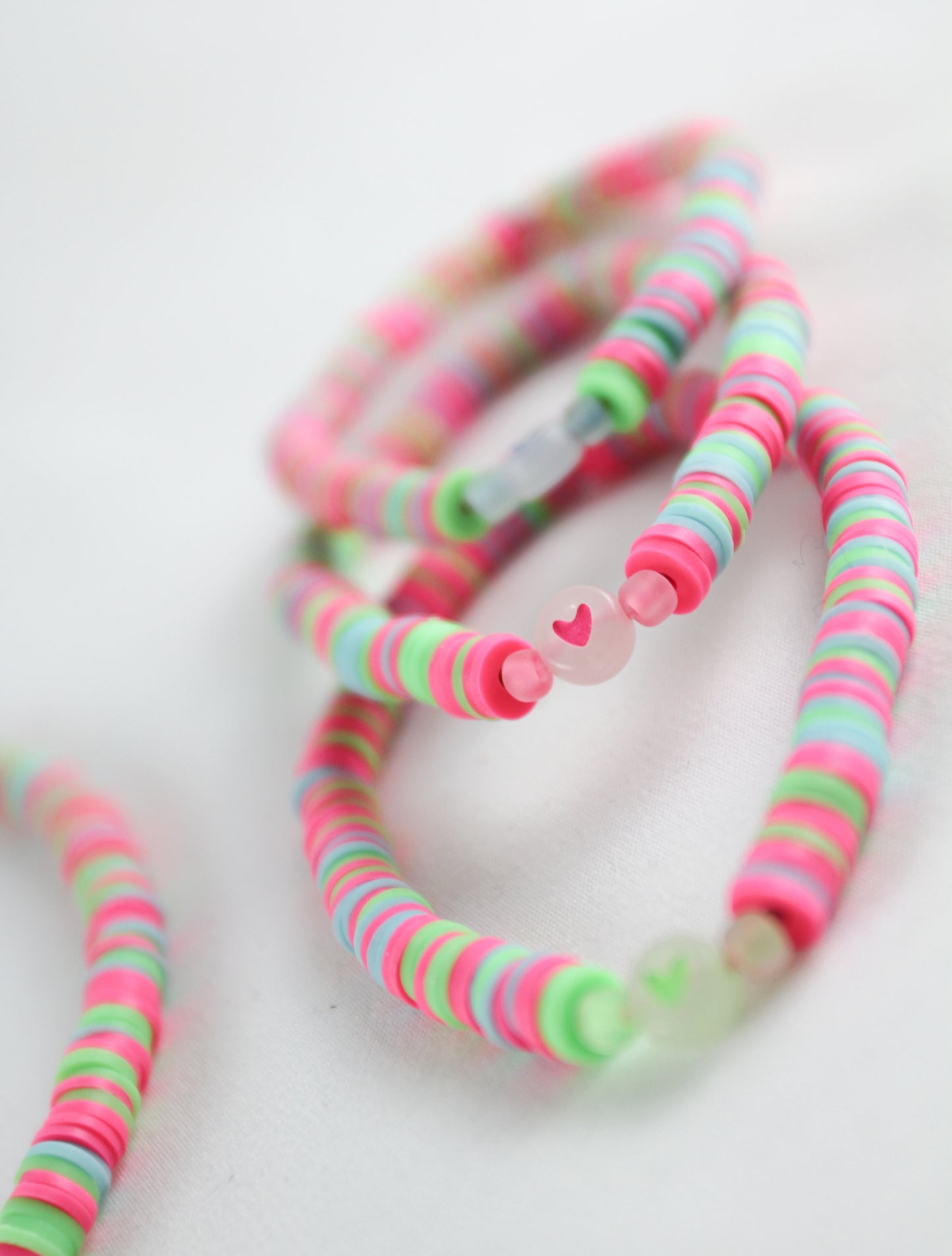 Colorful Katsuki Heishi Beads Bracelets / Necklaces with Heart Bead