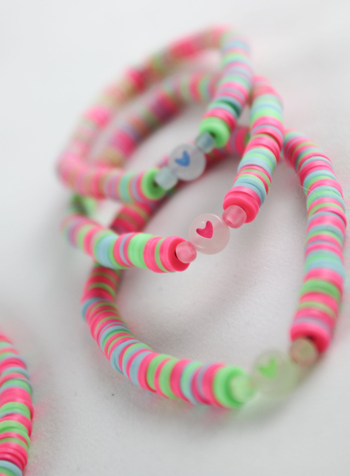 Colorful Katsuki Heishi Beads Bracelets / Necklaces with Heart Bead