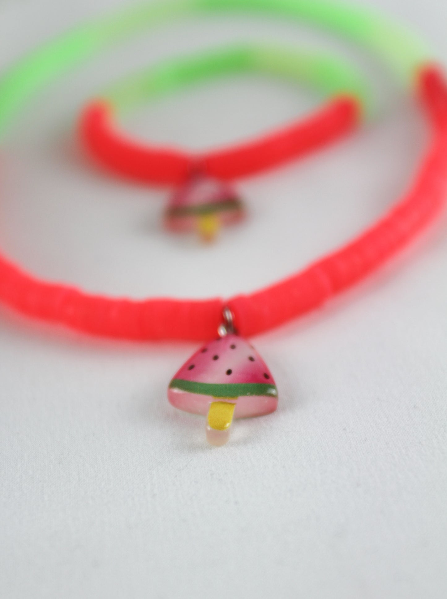 Sommer Wassermelonen Jelly Katsuki Heishi Perlen Armband mit Halskette und Ohrringen - Set