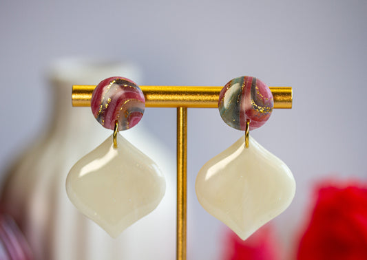 Ohrringe Creme Wave - Marmor Look