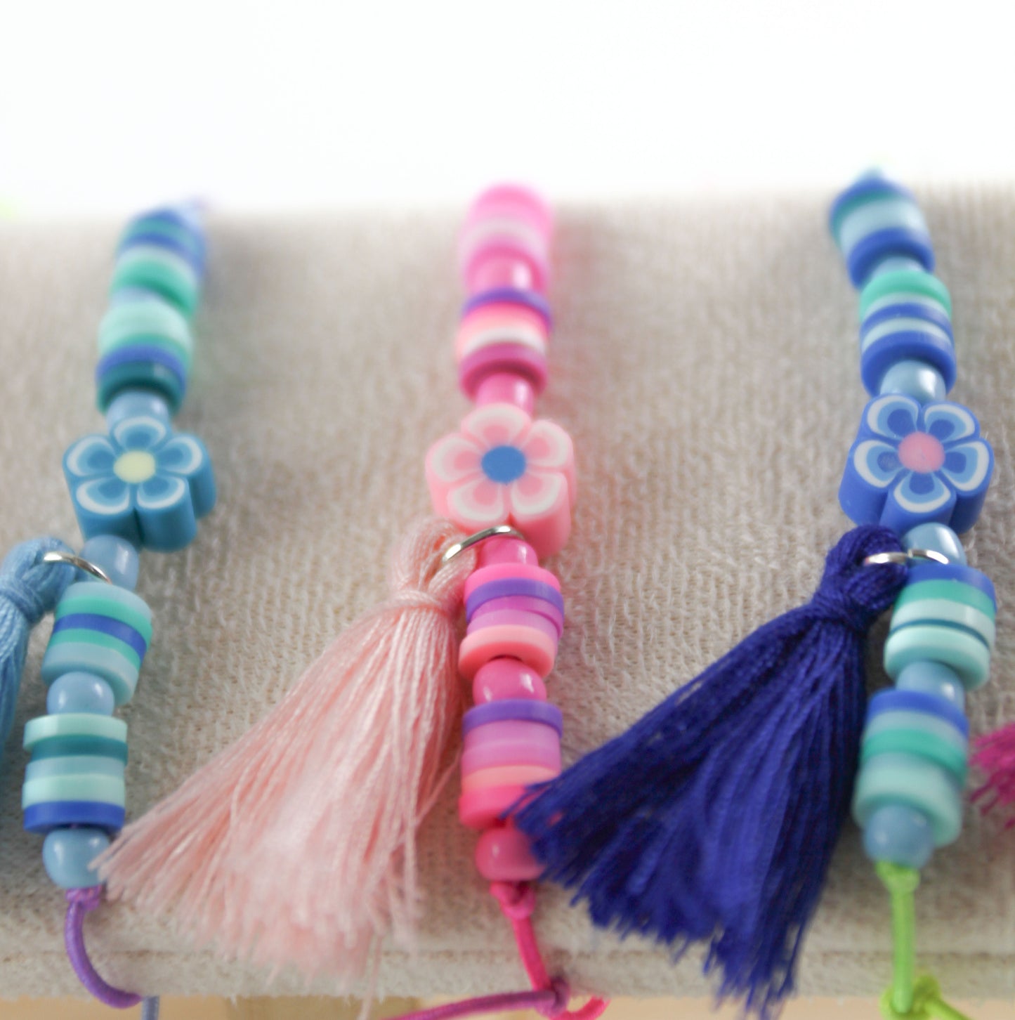 Children's Flower Katsuki Heishi Beads Bracelet with Tassel