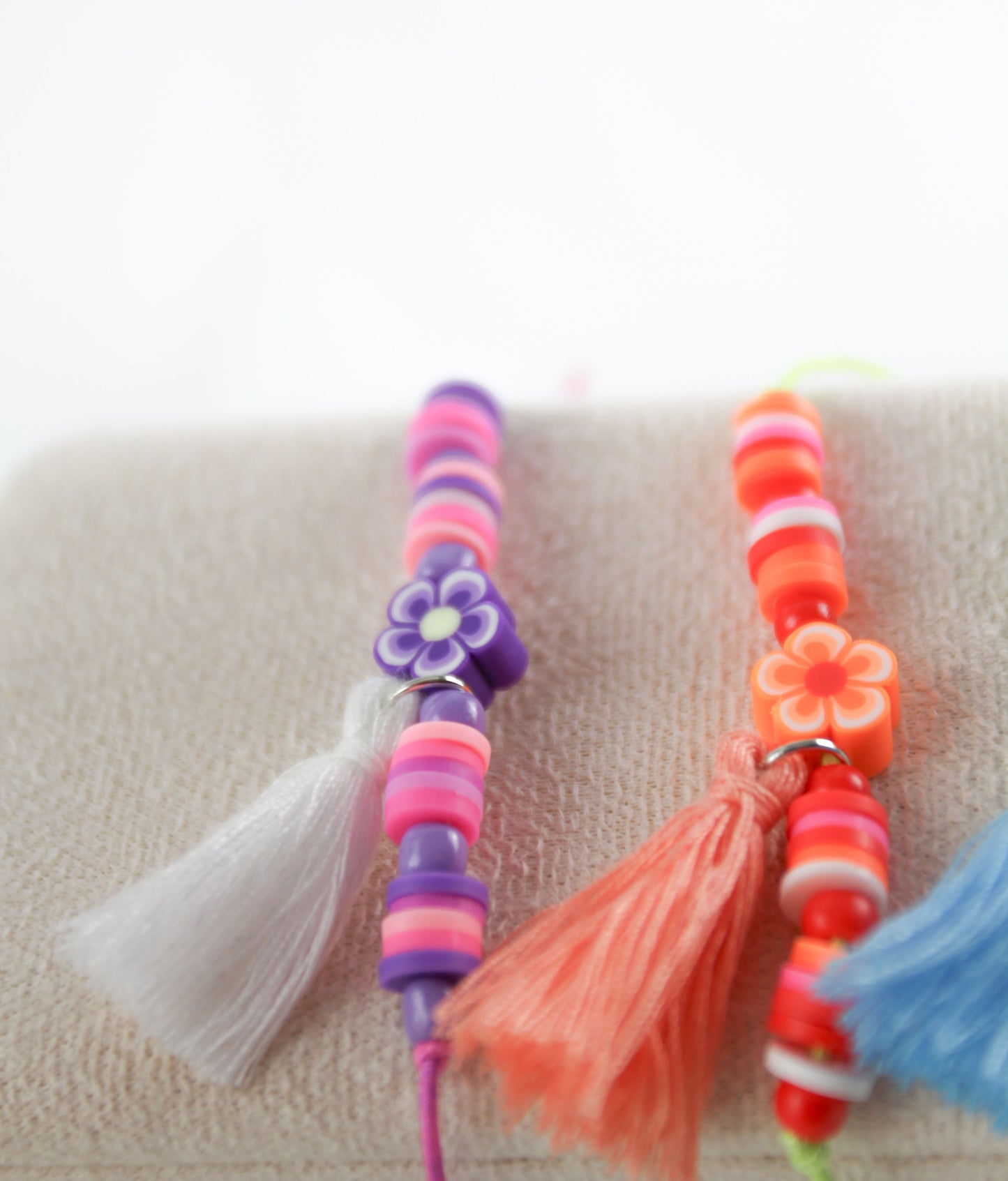 Children's Flower Katsuki Heishi Beads Bracelet with Tassel