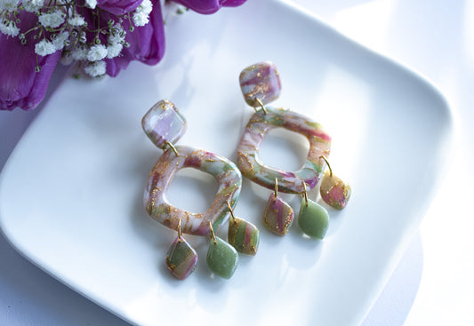 Statement Ohrringe – Quadrat – Berry Velvet Collection