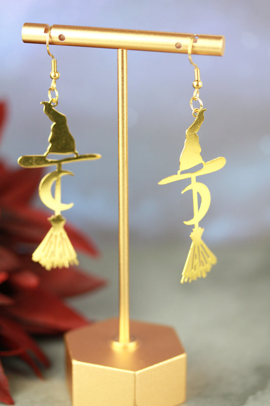 Moonwitch – Goldene Hexen Ohrringe – Handgemachte Statement Ohrringe