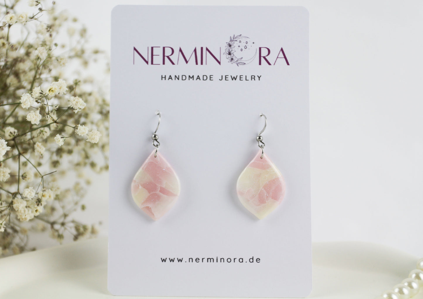Pastell rosa creme Hängeohrringe
