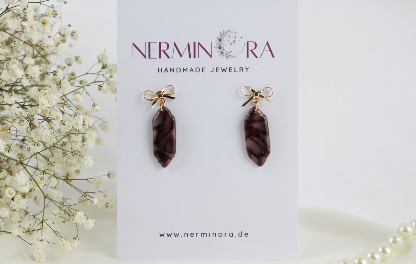 Elegante bordeauxrote light Polymer Clay Ohrringe - Kollektion