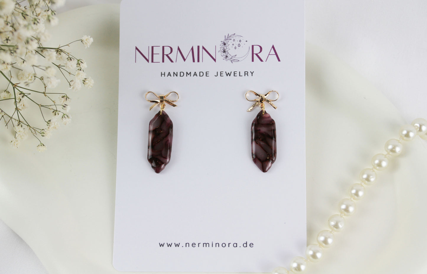 Elegante bordeauxrote light Polymer Clay Ohrringe - Kollektion