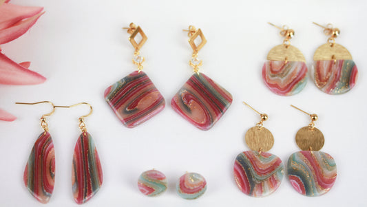 Elegante Polymer Clay Ohrringe – Kollektion Gilded Marble