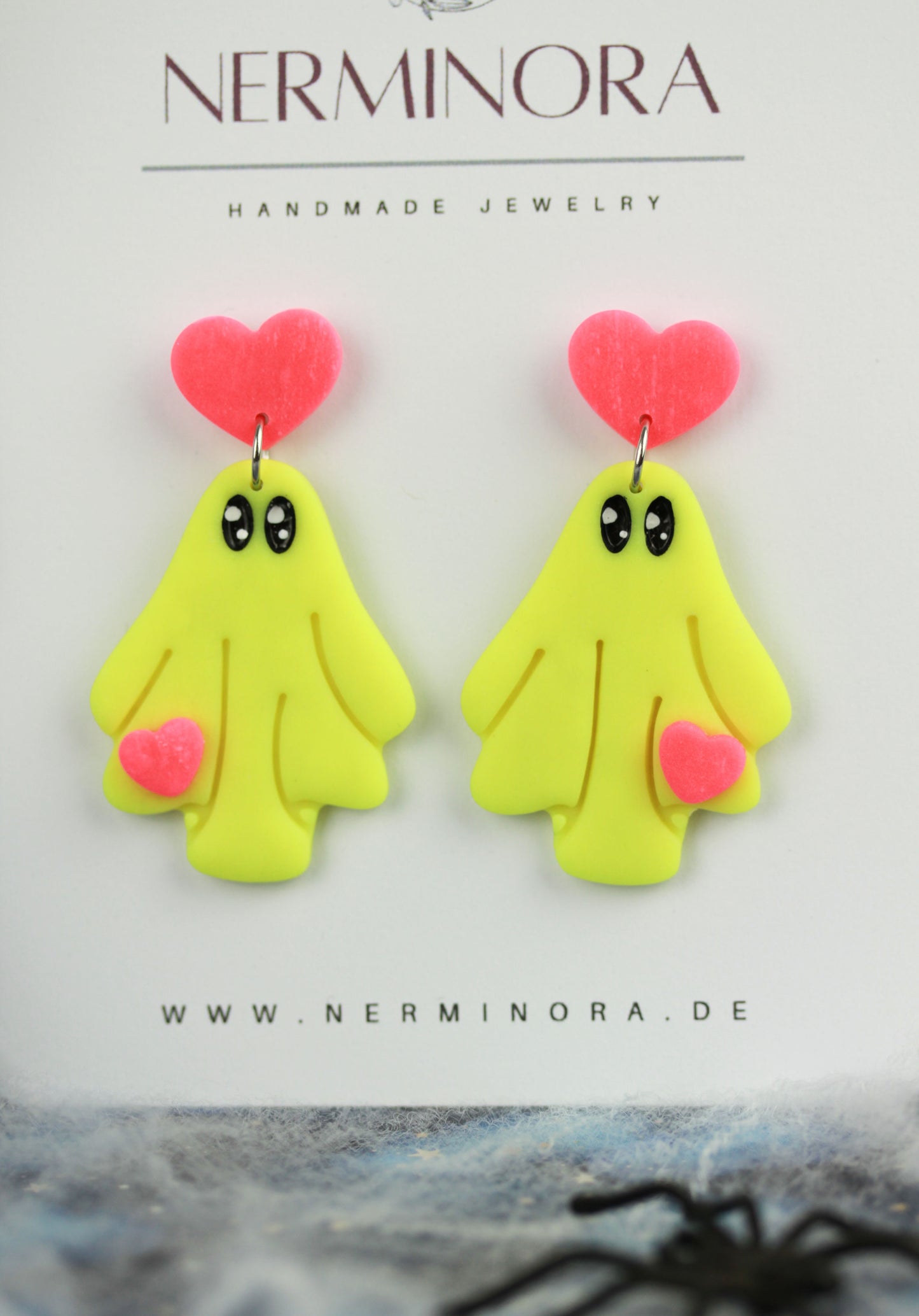 Süße Glow Geister Ohrringe – Rosa-Gelb Leuchteffekt | Halloween Edition
