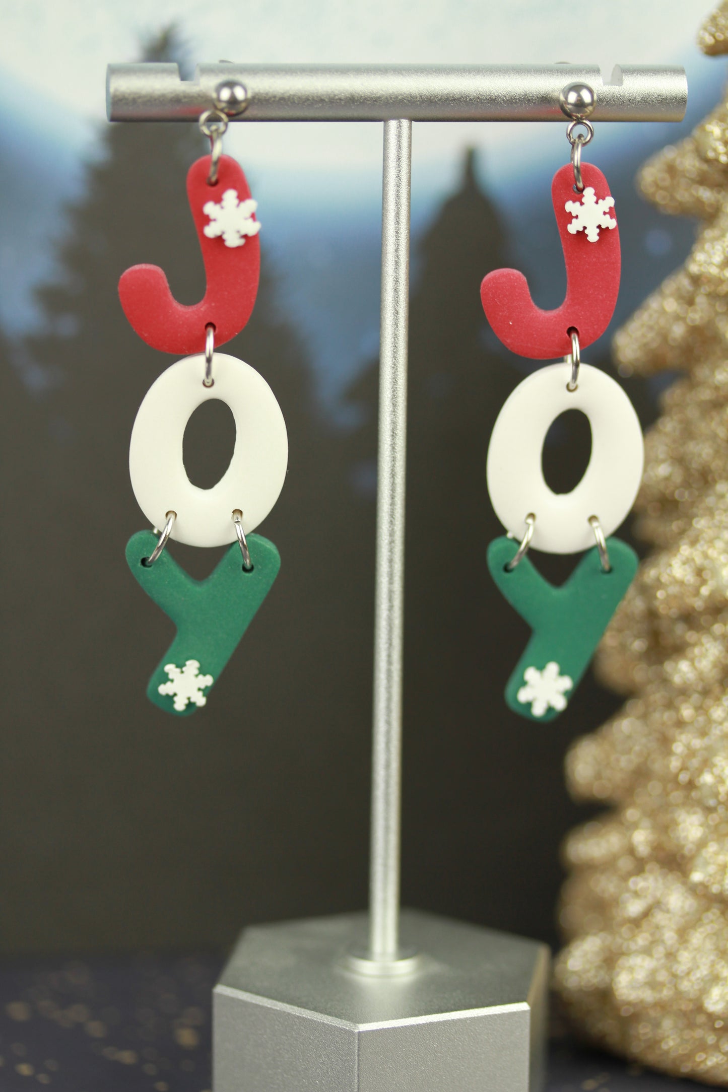 JOY Weihnachts Ohrringe – Handgefertigte Polymer Clay Statement Ohrringe