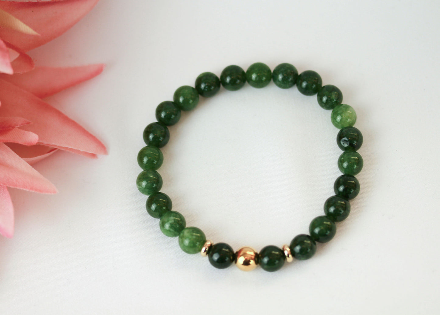 Grünes Jade Natursteinarmband – Handgefertigtes Perlenarmband