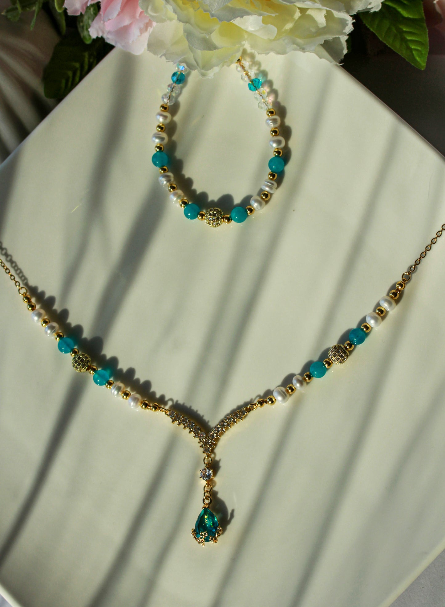 Amazonite Pearl Duo – Schmuckset