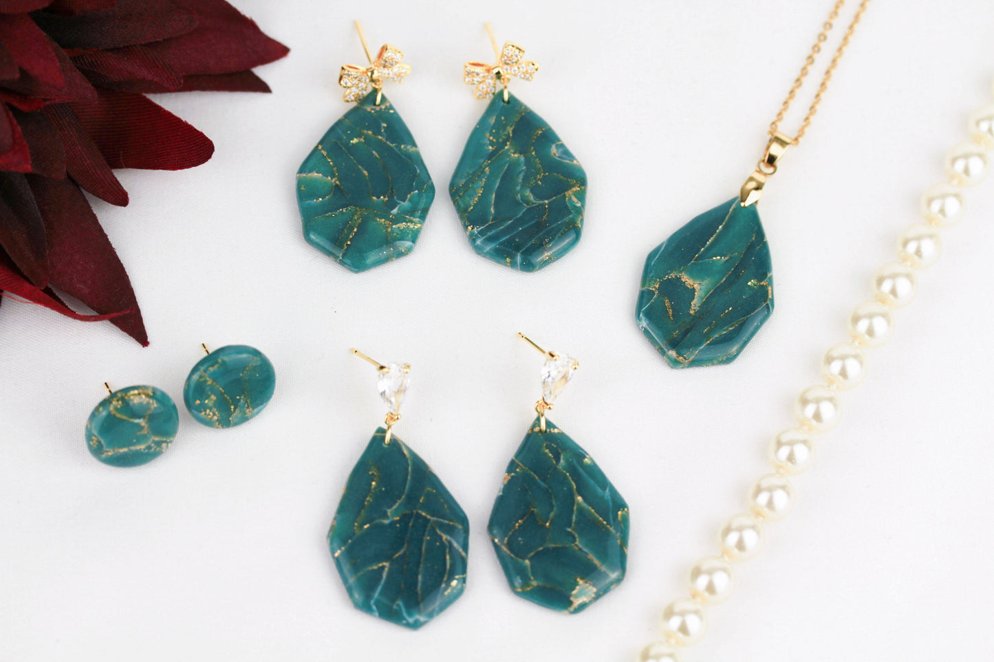 Türkis Gold Marmor Schmuckset - Turea Collection