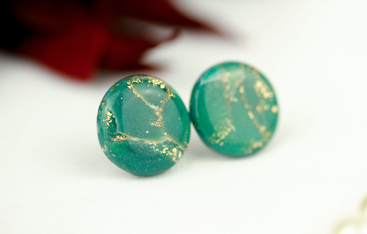 Türkis-Gold Marmor Ohrringe & Halskette – Polymer Clay Schmuckset | Kollektion Turéa