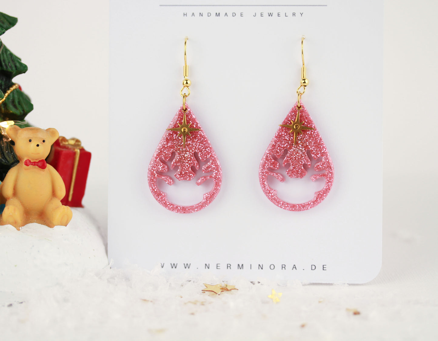 Weihnachtliche Harz Ohrringe – Handgefertigte Statement Ohrringe