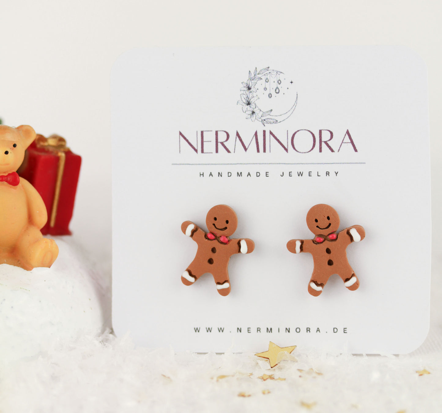 Lebkuchenmann Polymer Clay Ohrstecker – Handgefertigte Weihnachts Ohrringe