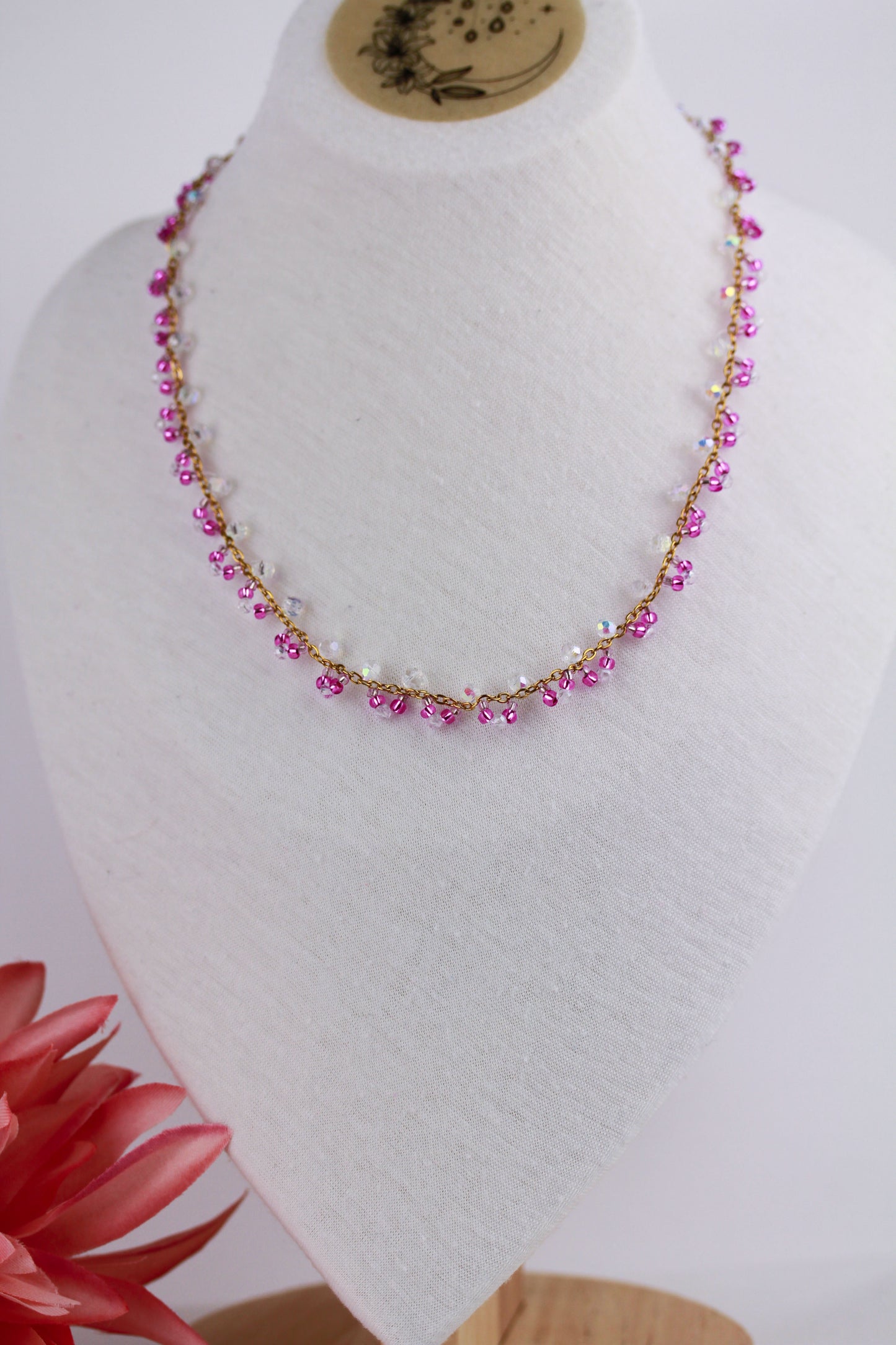 Rosa Perlen Choker Halskette – Handgefertigt