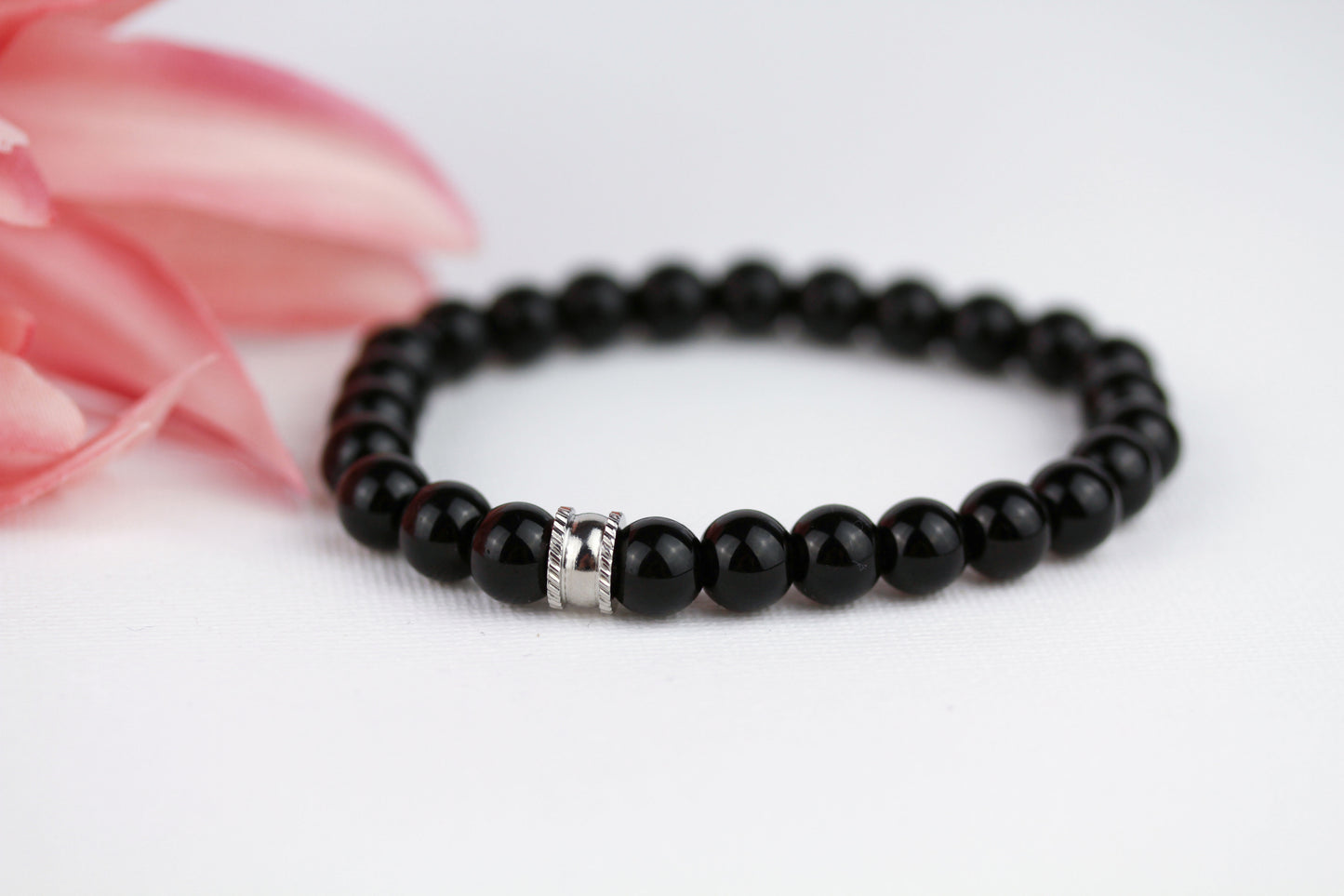 Schwarzes Naturstein Herrenarmband | Perlenarmband | Handgemachtes Armband | Einzigartiges Armband | Armband mit Perlen