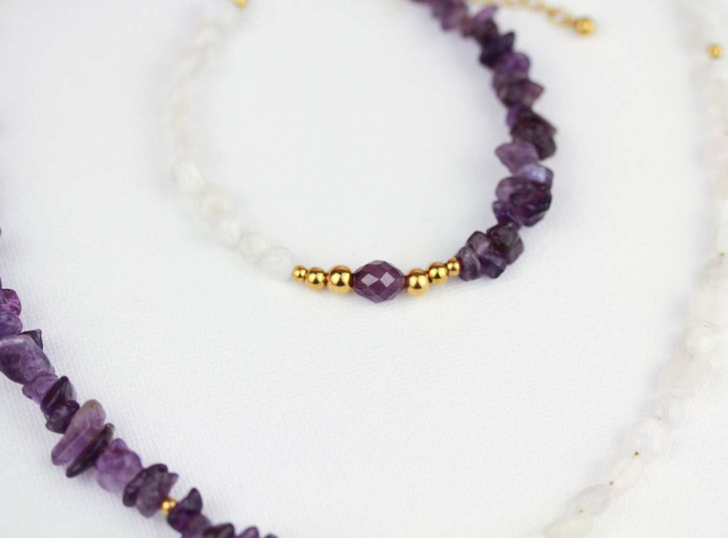 Amethyst und Quarz Schmuckset – Halskette, Armband & Ohrringe | Handgefertigt