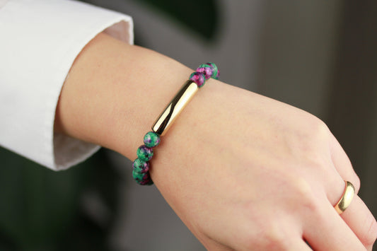Rubin-Zoisit Naturstein Armband – Handgefertigtes Perlenarmband