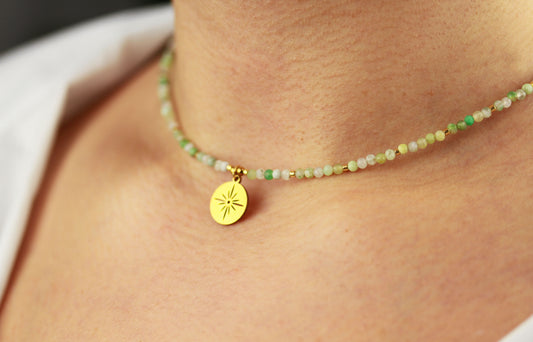 Aventurin Naturstein Choker mit Anhänger – Handgefertigt