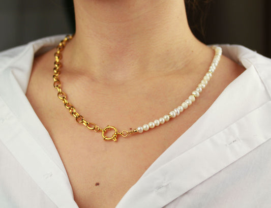 Perlenkette mit Süßwasserperlen – Minimalistisch & Handgefertigt