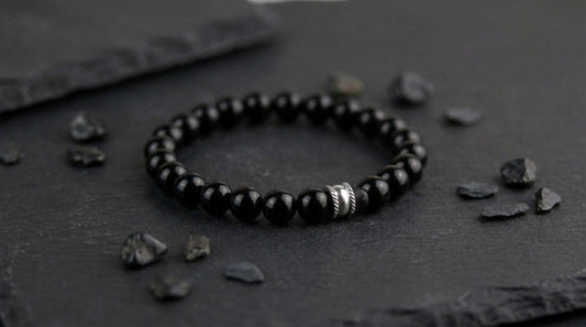 Herrenarmband – Schwarzer Naturstein – Clean Design