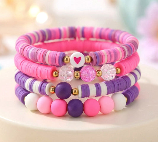 Lila-Pink Katsuki Armbandset – 5-teiliges Mix & Match Set