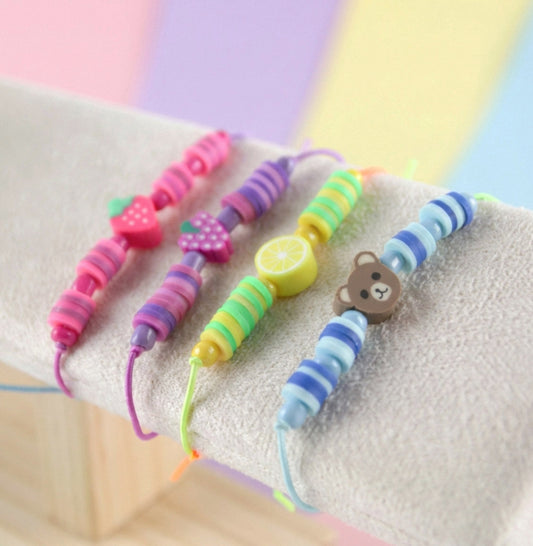 Kinder Katsuki Perlenarmband mit Quaste – Handgefertigtes Buntes Geschenk für Kinder