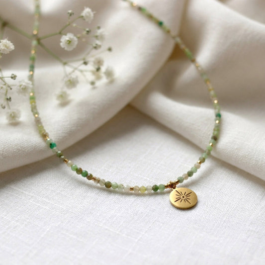 Aventurin Naturstein Choker mit Anhänger – Handgefertigt