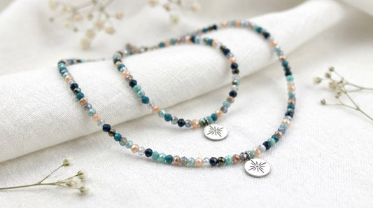 Blaues Perlen Schmuckset – Kette & Armband | Handgefertigt