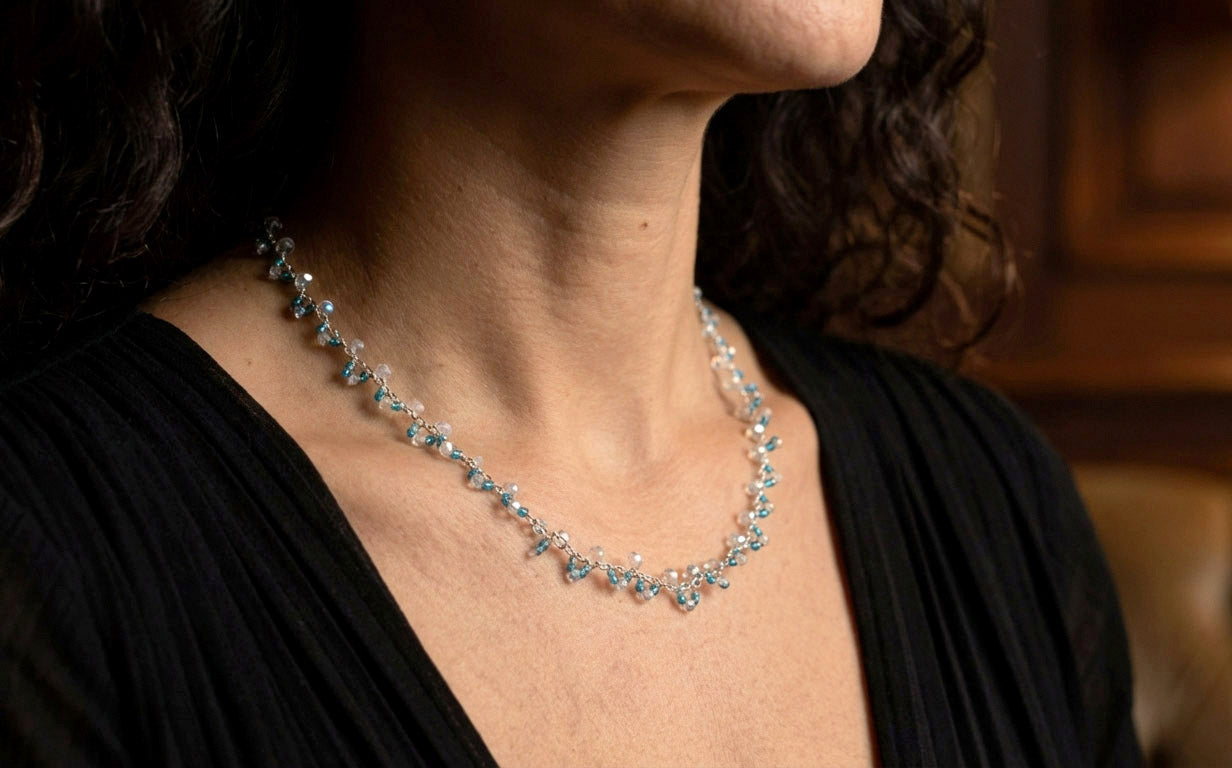Blaue Perlen Halskette – Lockere Halskette | Handgefertigt