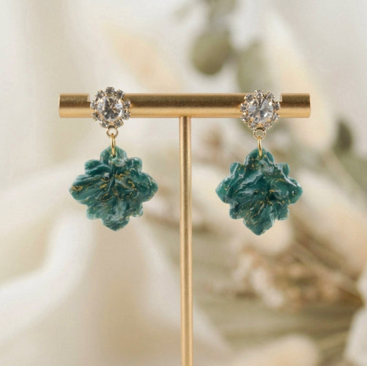 Grün Gold Naturstein-Marmor Ohrringe – Kollektion Verdi Lapponia | Handgefertigt